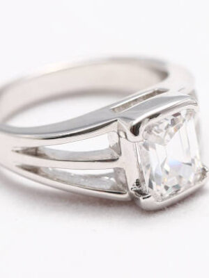 Beautiful diamond ring on white fabric