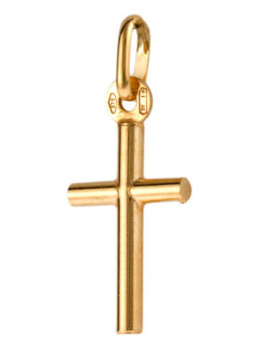 Tubular gold cross religious pendant