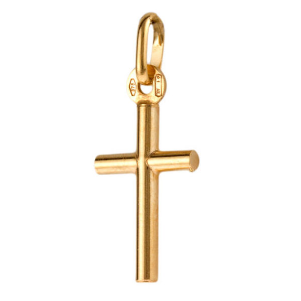 Tubular gold cross religious pendant